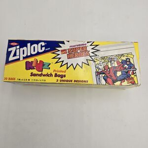 1996 Marvel Super Heroes Ziploc Kidz Sandwich Bags Box Sealed Rare Vintage USA
